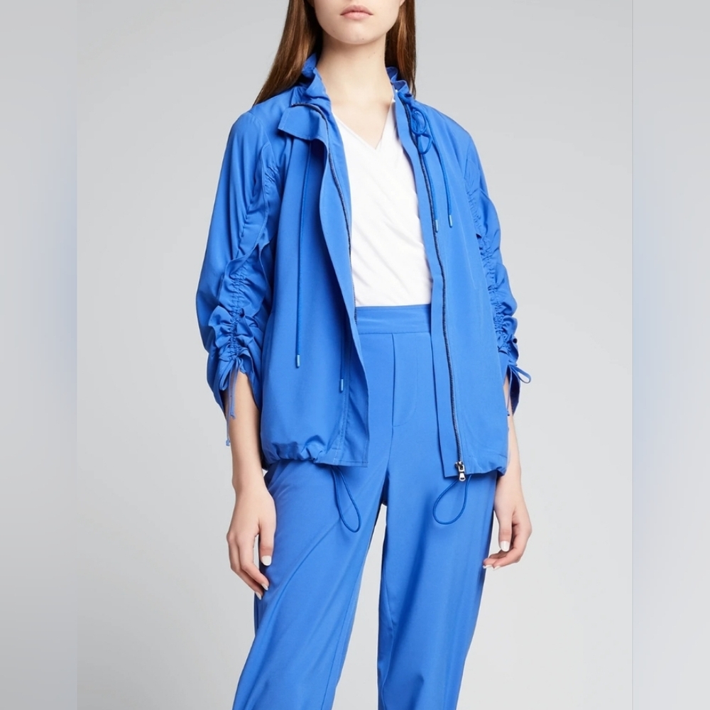 Kobi Halperin Randi Ruched Tied Arms Stretch Jacket In Ocean Blue Size S Small